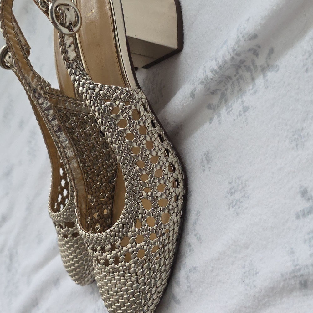 J.Crew Gold Woven Heel Size 7